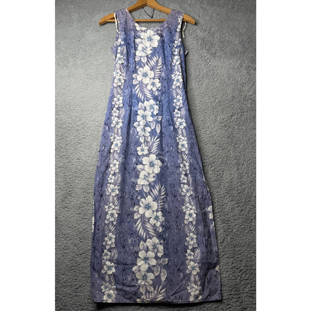 Vintage Hawaiian Dress Women's Small Halekulani Purple Floral Sleeveless Maxi